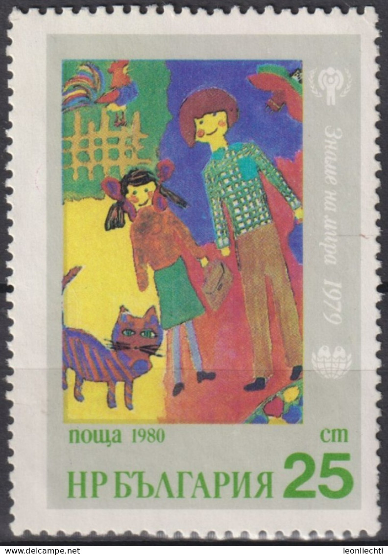 1980 Bulgarien ** Mi:BG 2925, Sn:BG 2712,Yt:BG 2572,"Going To School",International Children's Assembly "Banner Of Peace - Ungebraucht