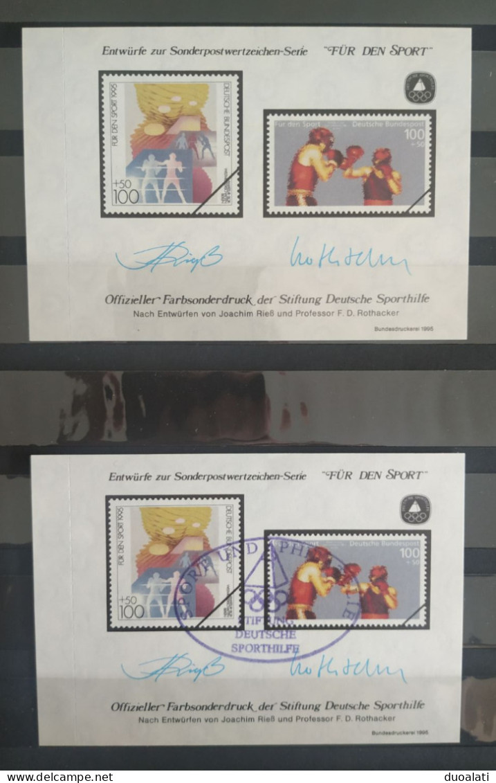 Germany 1995 2 X Offizieller Farbsonderdruck Der Stiftung Deutsche Sporthilfe Für Den Sport Boxing MNH & CTO - Boxe