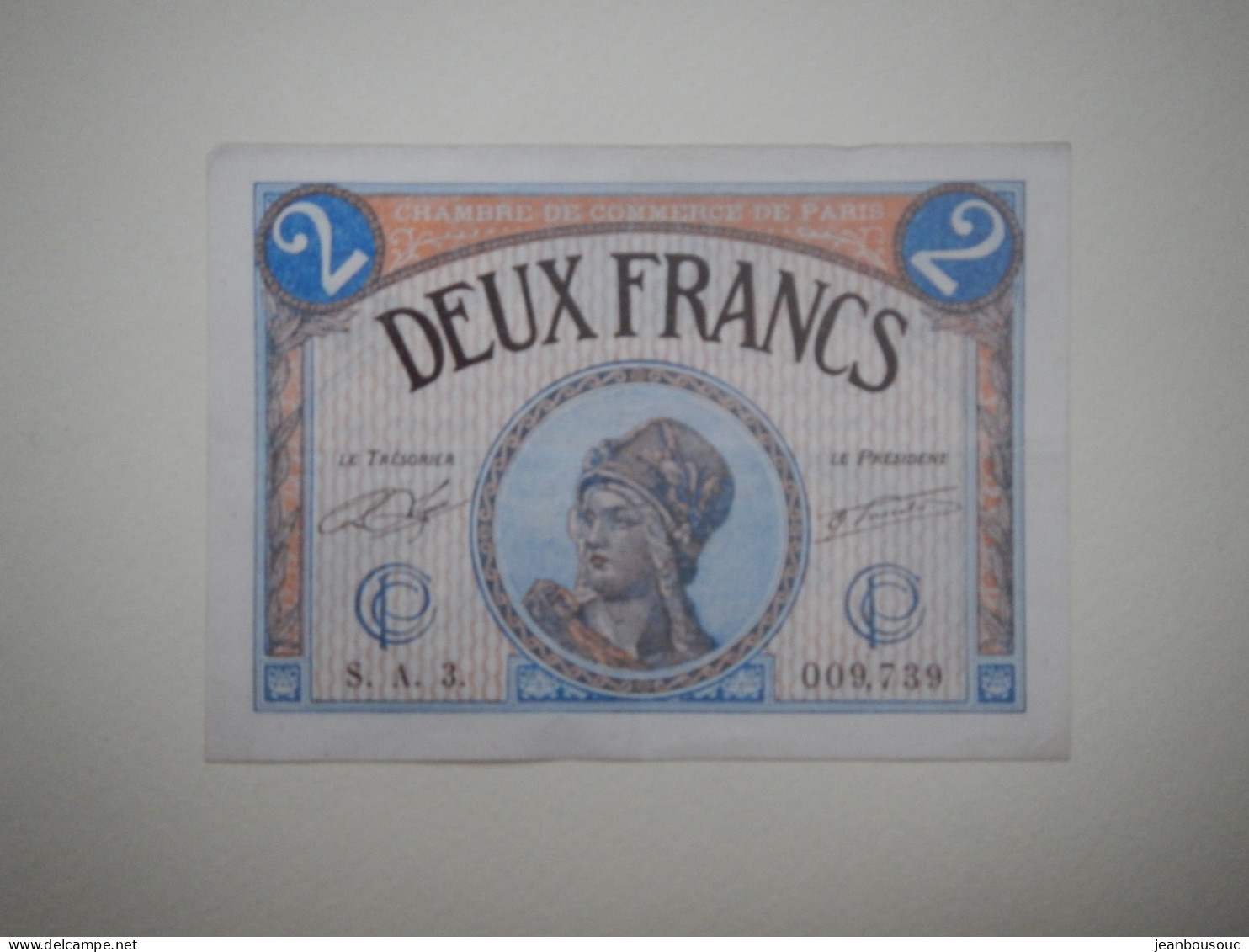 DEUX FRANCS CHAMBRE DE COMMERCE DE PARIS 1920 - Cámara De Comercio