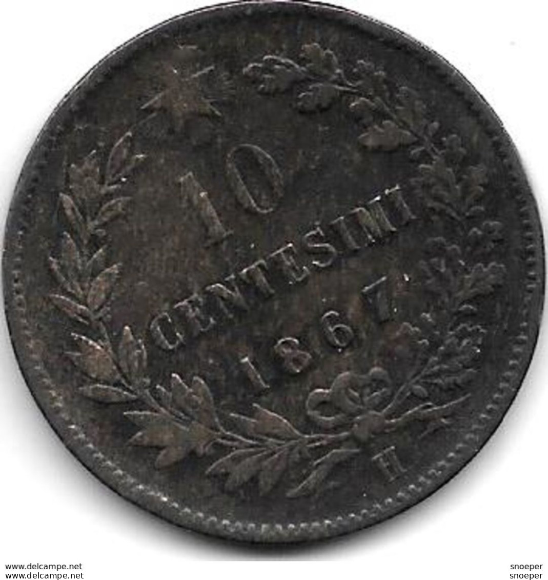 Italy  10 Centesimi 1867 H Km 11.3 - 1861-1878 : Victor Emmanuel II