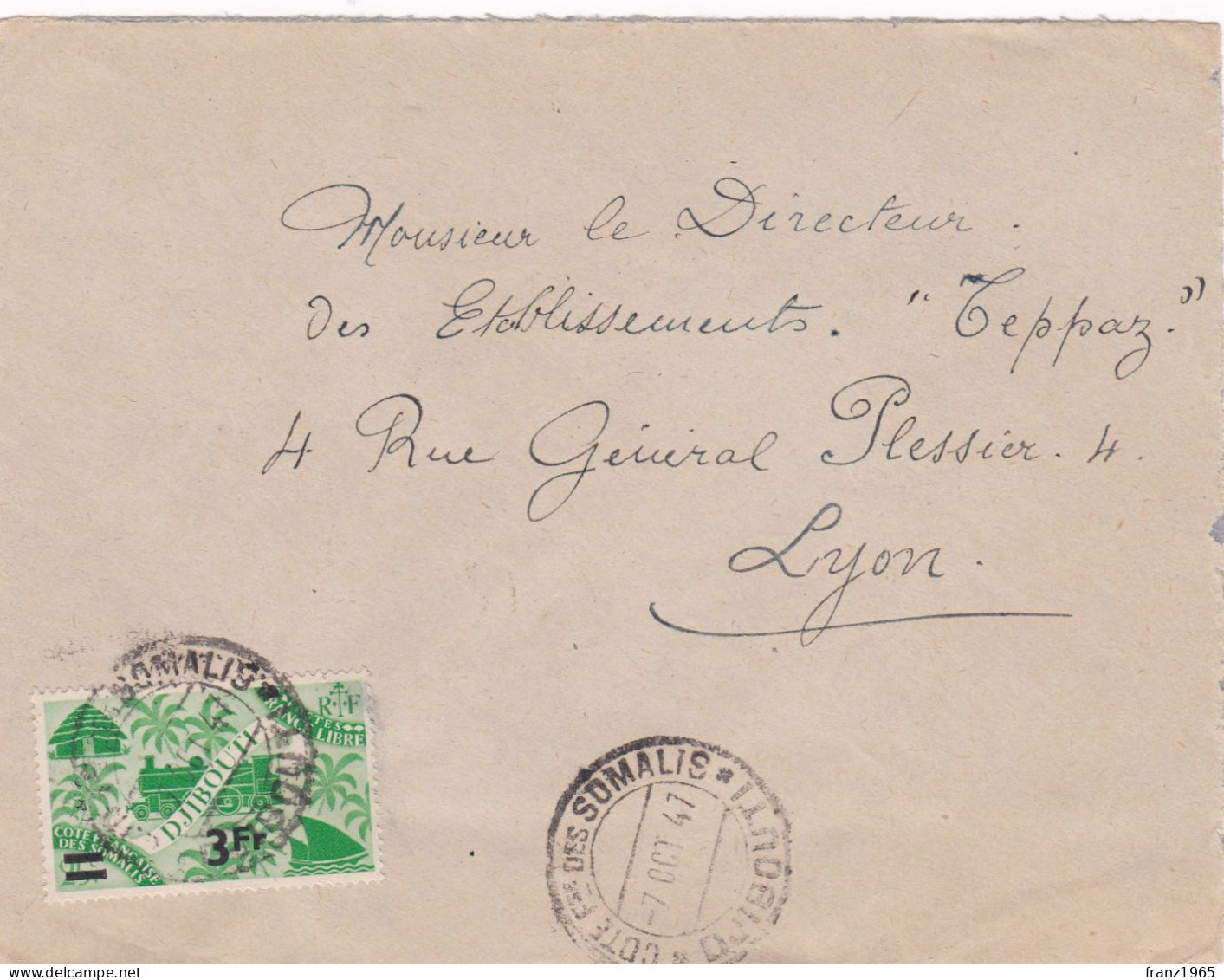 From Djibouti To France - 1947 - Lettres & Documents