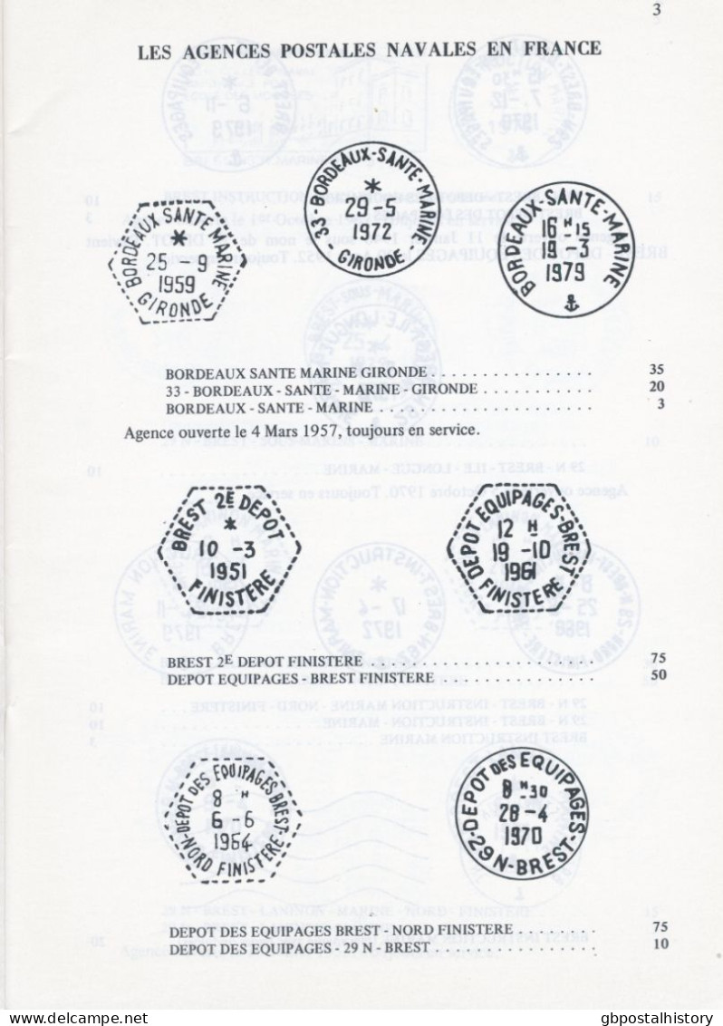 Catalogue Des Obliterations Navales Francaises 1945-1979. S/B 1980 Bertrand Sinais Et Daniel Delhomez Avec Le Concours D - Correo Marítimo E Historia Postal