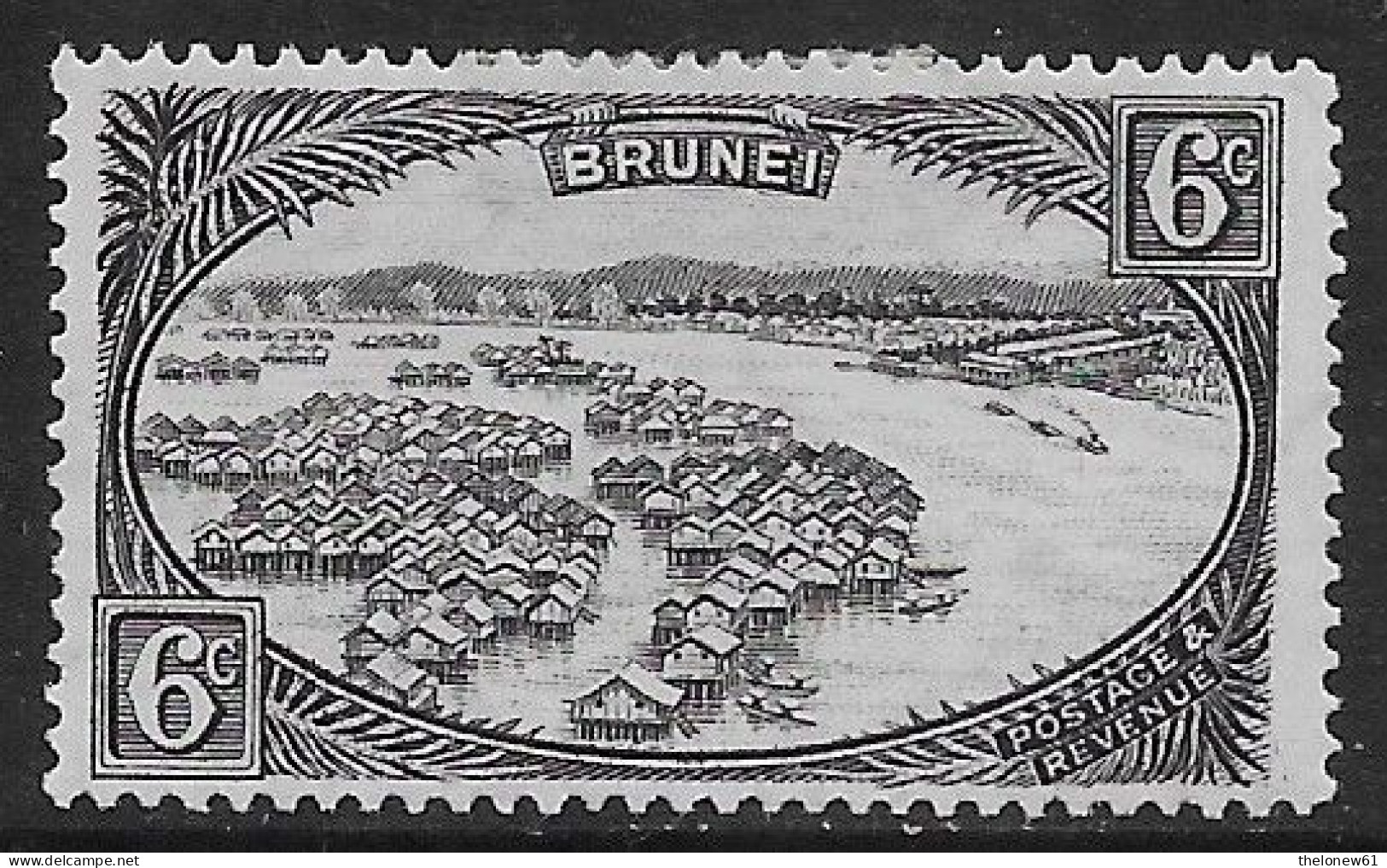 Brunei British Colonies 1950 Dwellings 6C Mi N.55b MH * - Brunei (...-1984)