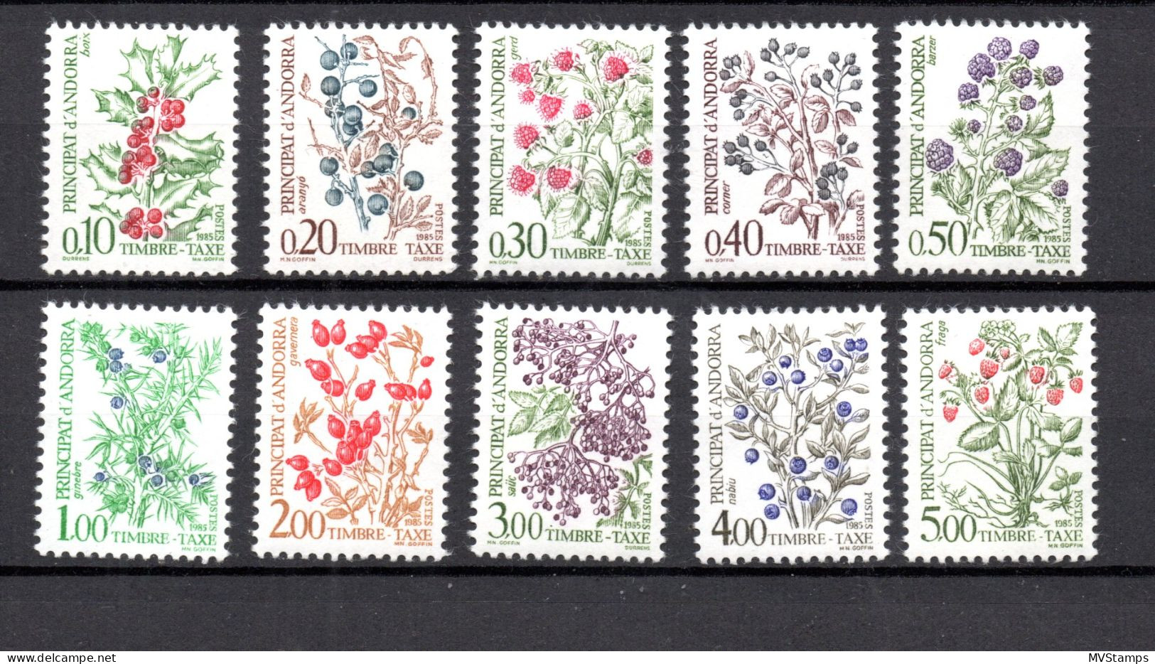 Andorra 1985 Set Flowers Postage-due Stamps (Michel P 53/62) Nice MLH - Neufs