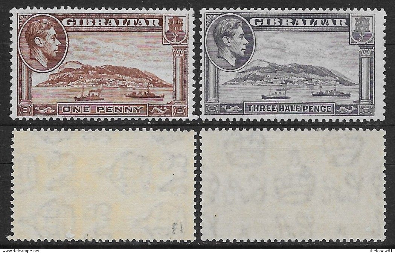 Gibilterra Gibraltar British Colonies 1938-1949 King George VI 2val Mi N.108,118 MNH ** - Gibraltar