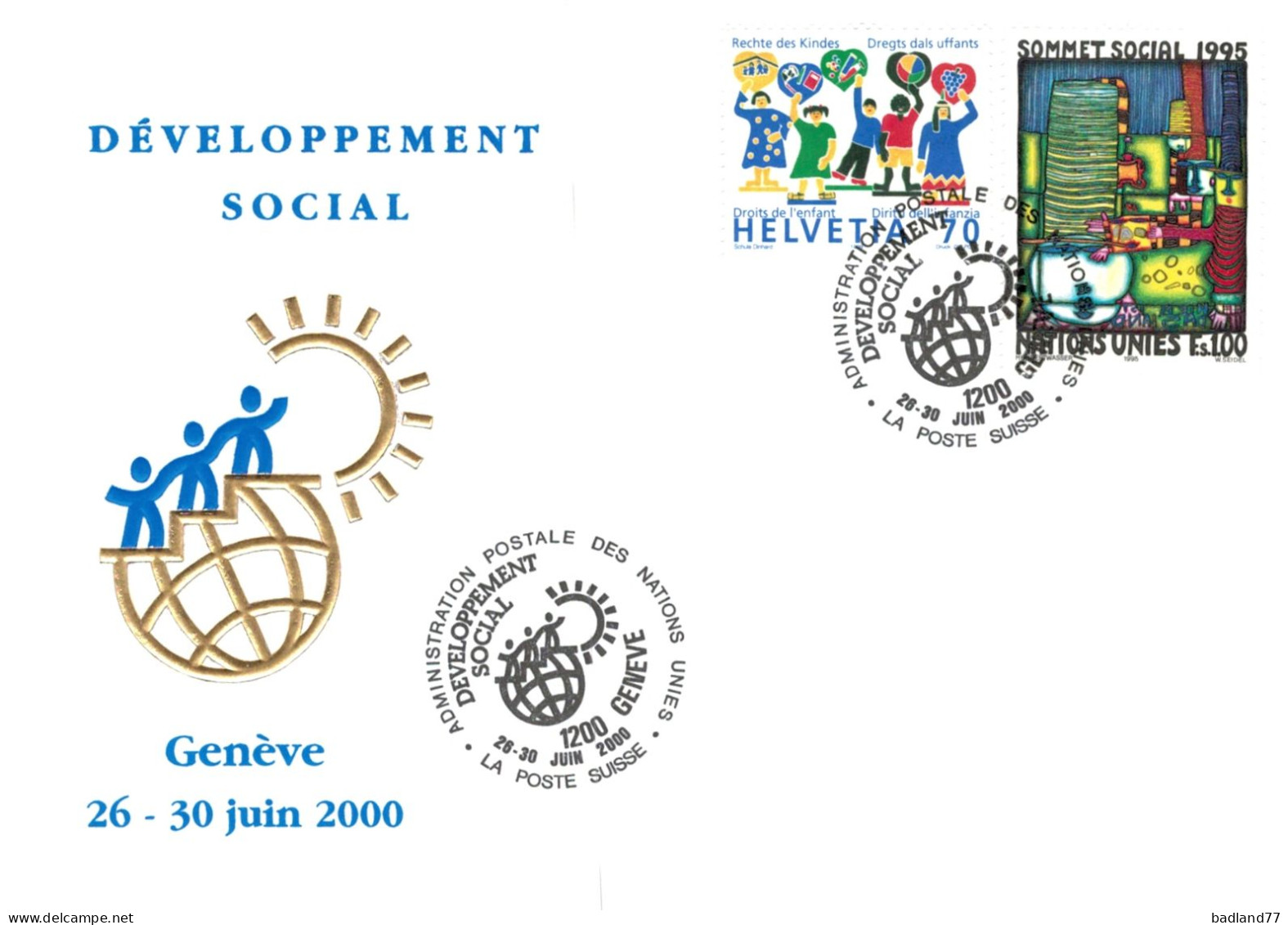 FDC - Nations Unies - Développement Social 2000 - Storia Postale