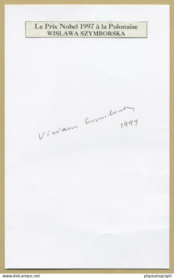 Wislawa Szymborska (1923-2012) - Polish Poet - Nobel Prize - Signed Card + Photo - Ecrivains