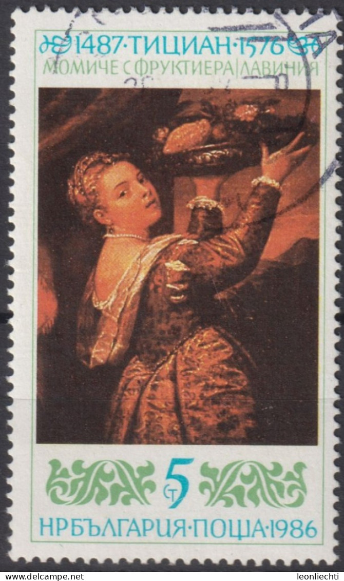 1986 Bulgarien ° Mi:BG 3530, Sn:BG 3215, Yt:BG 3056, Girl With Fruits, 500th Birthday Of Titian - Gebraucht