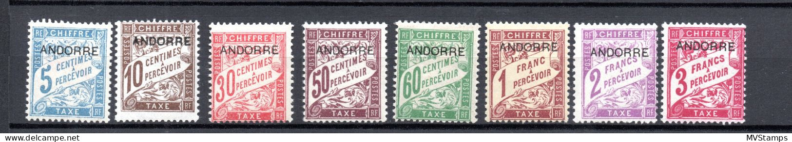 Andorra 1931 Set Overprinted Postage-due Stamps (Michel P 1/8) Nice MLH - Nuevos