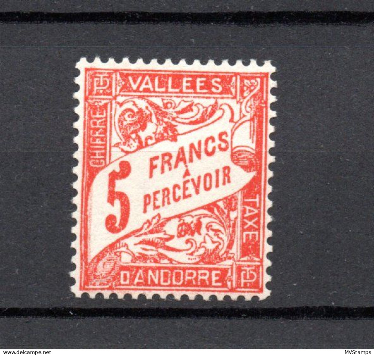 Andorra 1941 Old 5 Franc Postage-due Stamp (Michel P 20) Nice MLH - Ongebruikt