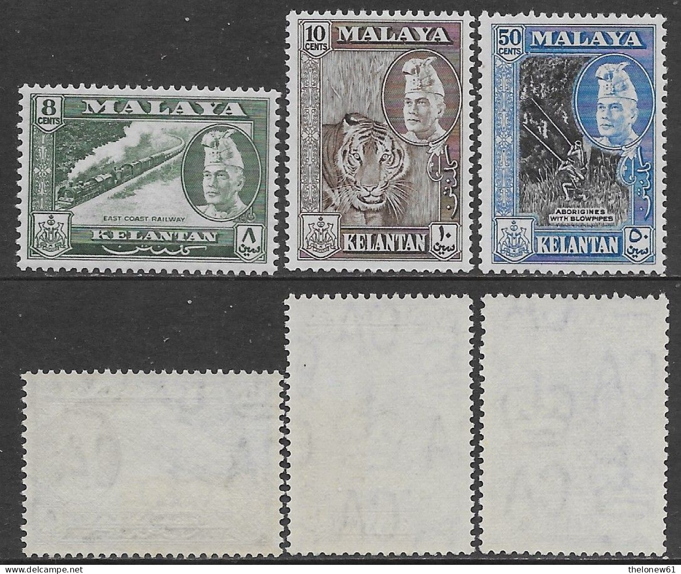 Malayan States Kelantan British Colonies 1957-1963 Local Motifs 3val Mi N.75-76,78 MNH ** - Kelantan