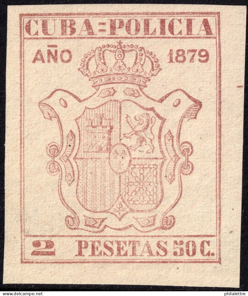 ESPAGNE / ESPANA - COLONIAS (Cuba) 1879 "CUBA-POLICIA" Fulcher 499 2,50P Carmín Pálido - Sin Gomar - Kuba (1874-1898)