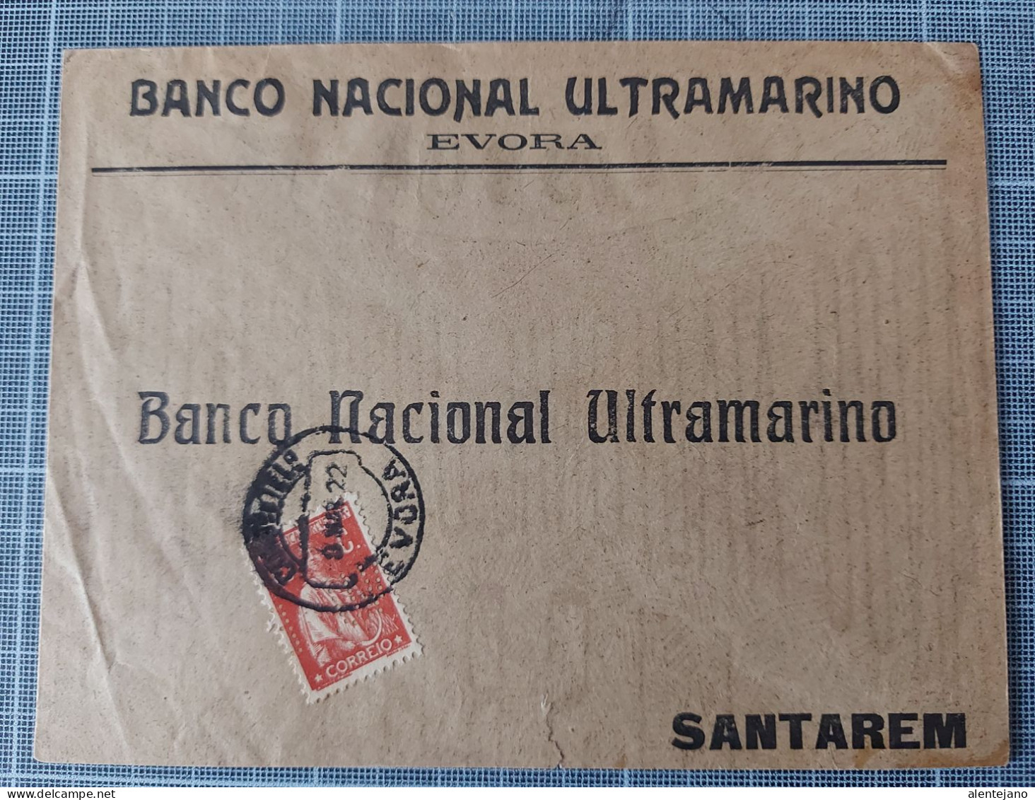 Portugal,  Carta De Evora Para Santarem, 1922 Selo Perfurado, Banco Ultramarino - Lettres & Documents