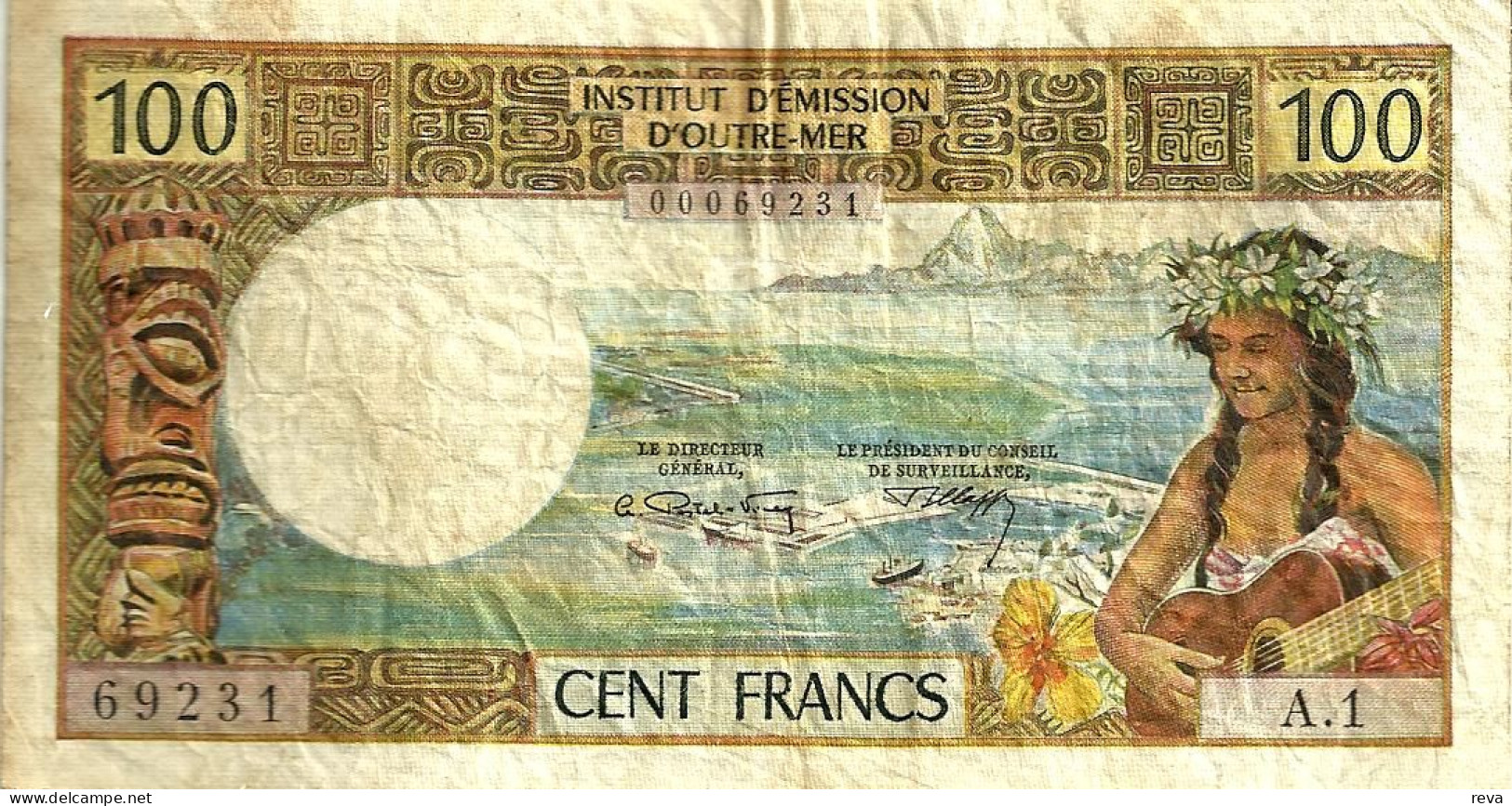 VANUATU NEW HEBRIDES 100 FRANCS WOMAN FRONT WOMAN SHIP BACK ND(1975) SIGN 2 P18c F+ READ DESCRIPTION - Vanuatu