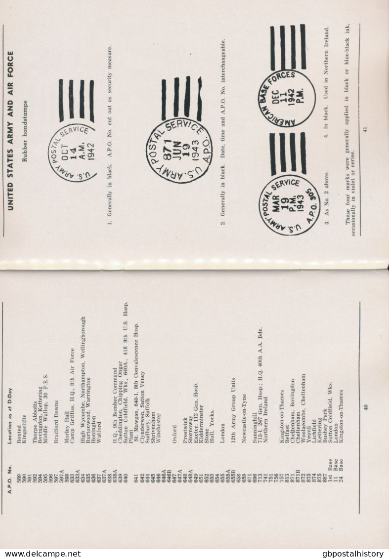 Billig's Handbook On Postmarks Volume 11. Postal Markings Of The Allied Forces In Great Britain. S/B By Norman Hill 1946 - Gran Bretagna