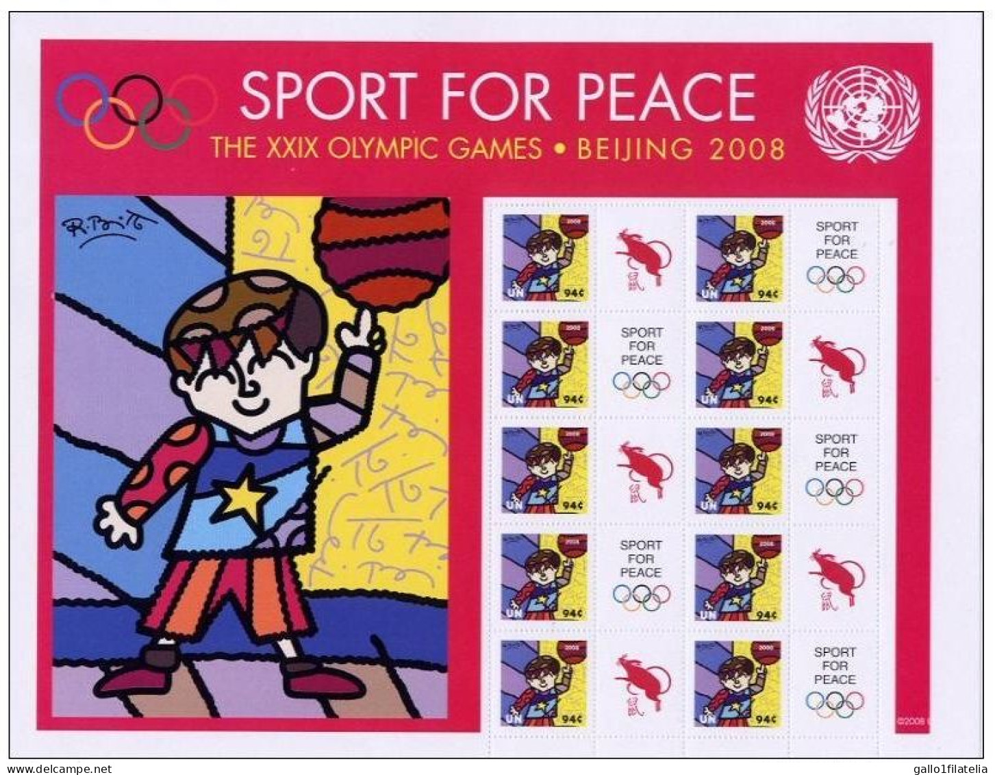 2008 - O.N.U. / UNITED NATIONS - NEW YORK - OLIMPIADI DI PECHINO - LO SPORT PER LA PACE / SPORT FOR PEACE. MNH - Blokken & Velletjes