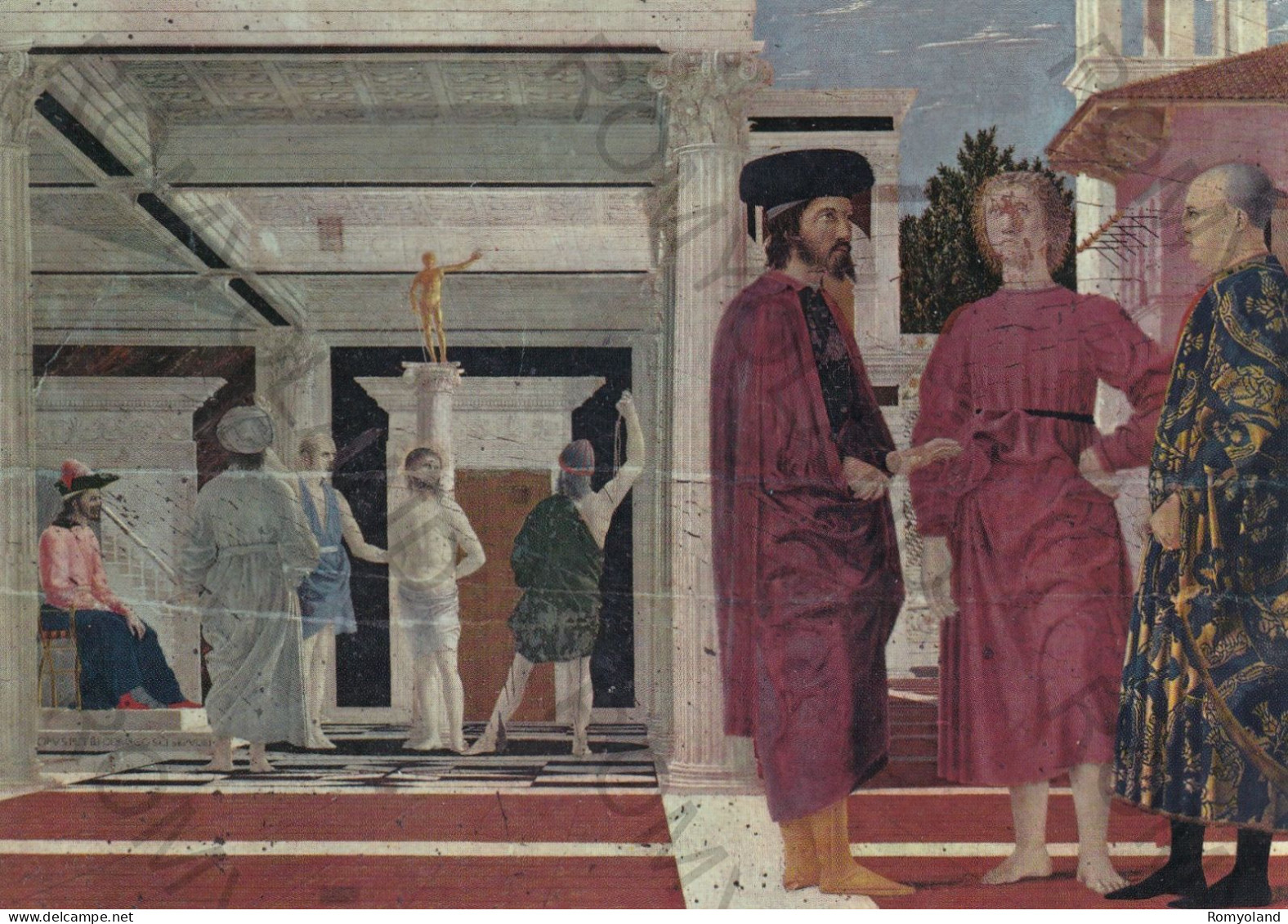 CARTOLINA  B19 URBINO,MARCHE-PALAZZO DUCALE-PIERO DELLA FRANCESCA (1415-1492)-LA FLAGELLAZIONE-STORIA,VIAGGIATA 1970 - Urbino