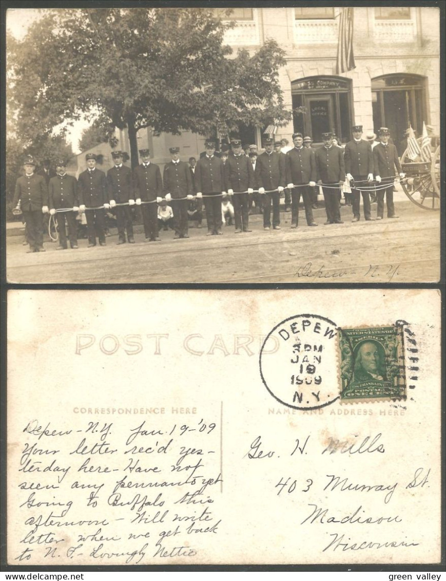 A45 769 USA Depew N.Y. Pompiers Firefighters Feuer Fire Circulée 1909 - Sapeurs-Pompiers