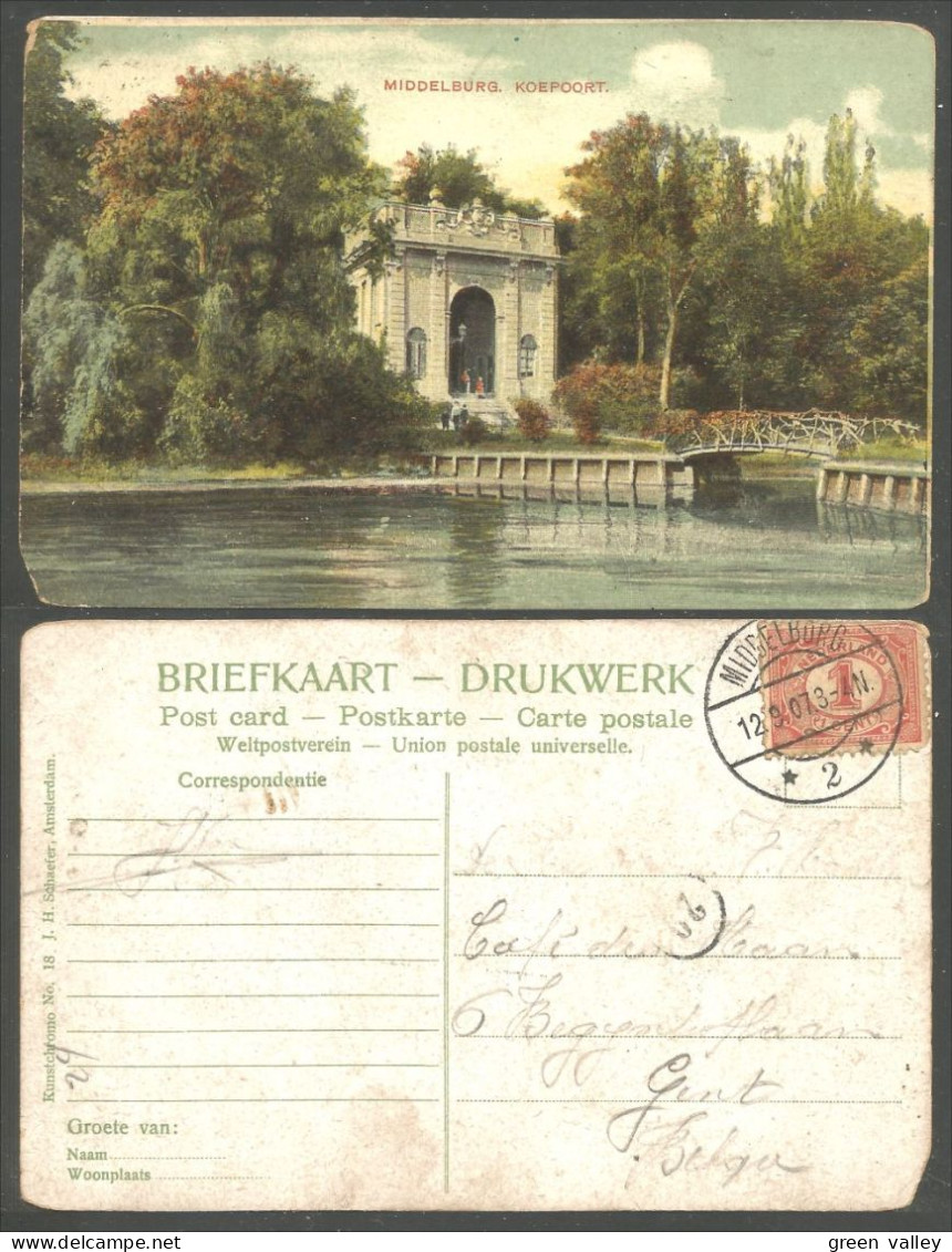 A45 768 Nederland Middleburg Koepoort Pont Brucke Bridge Kunstchromo Edit J.H. Schaefer Amsterdam Circulée 1907 - Middelburg