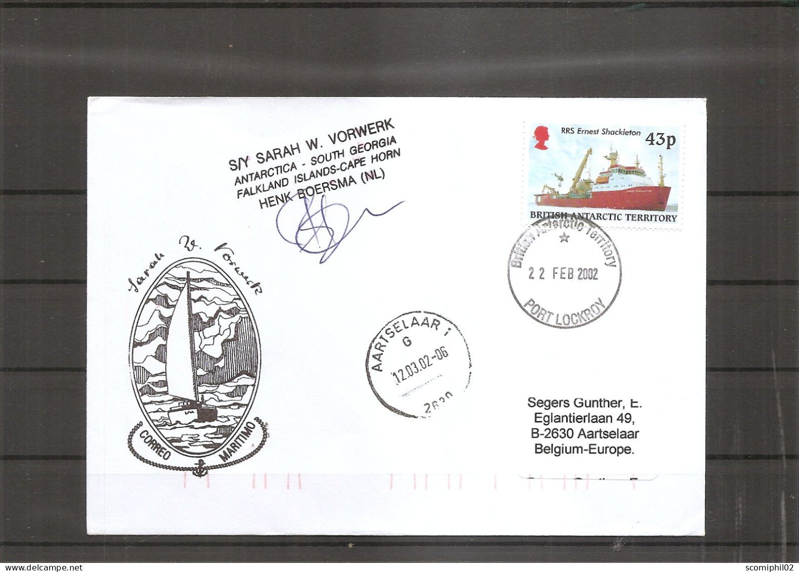 BAT ( Lettre De 2002 De Port Lockroy Vers La Belgique à Voir) - Storia Postale