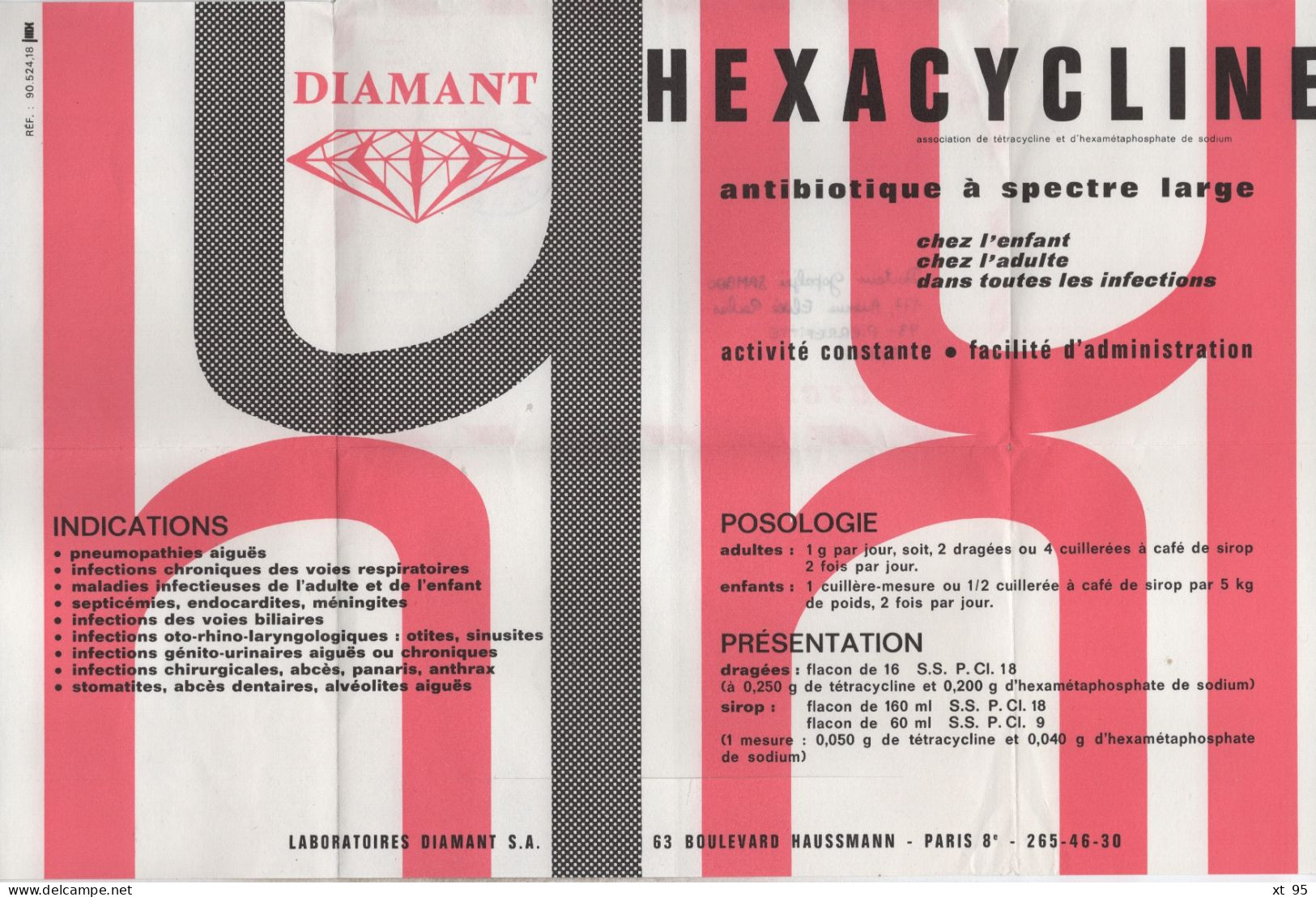 Japon - Tokyo - Imprime Publicitaire Pharmaceutique Hexacycline - 1966 - Brieven En Documenten