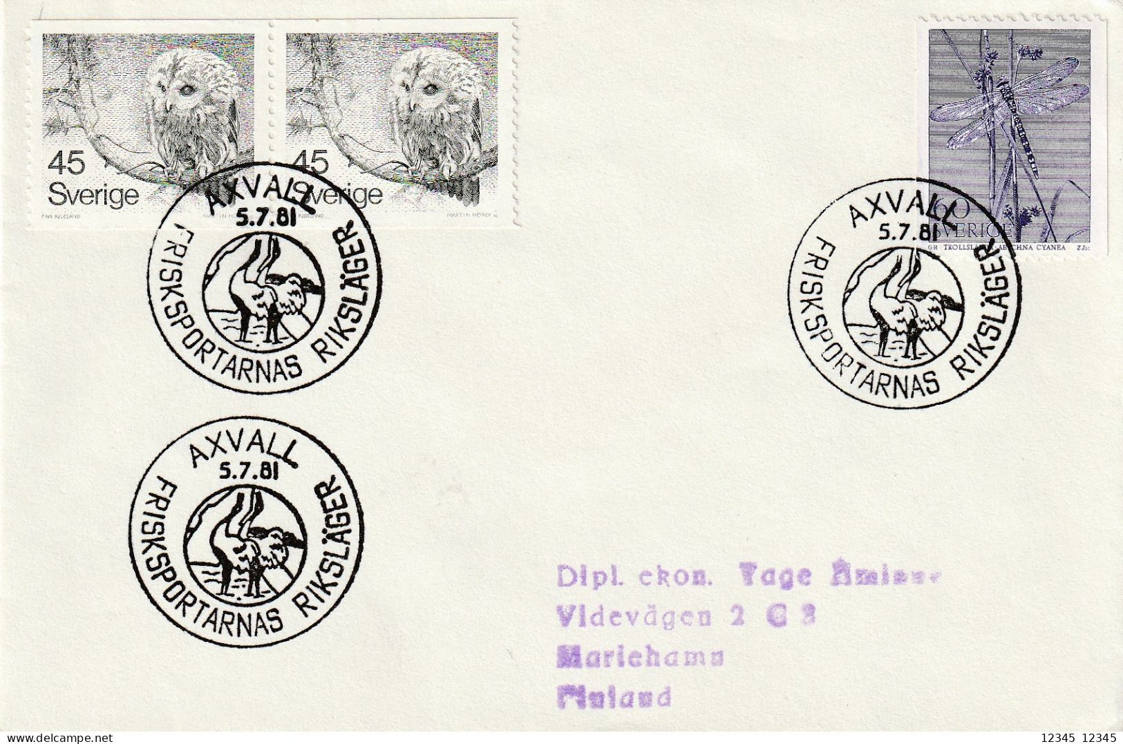 Zweden 1981, Letter Birds, Insects (stamped The National Camp Of Healthy Sports) - Briefe U. Dokumente