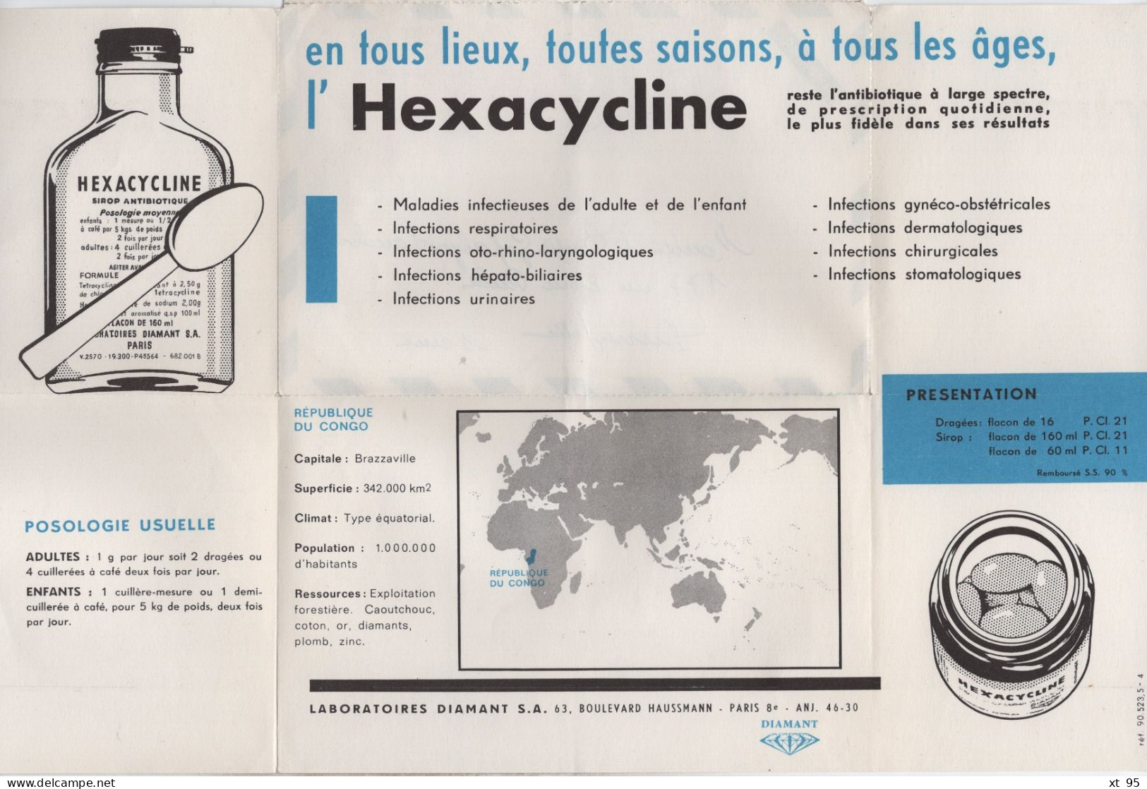 Congo - Brazzaville - 1967 - Imprime Publicitaire Pharmaceutique Hexacycline - Theme Poissons - Lettres & Documents