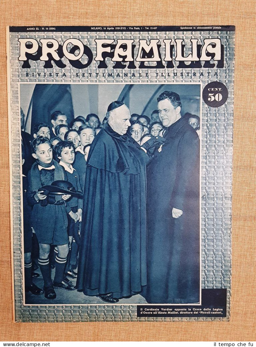 Copertina Pro Familia Del 1939 Cardinale Verdier Legion D'onore Abate Maillet - Altri & Non Classificati
