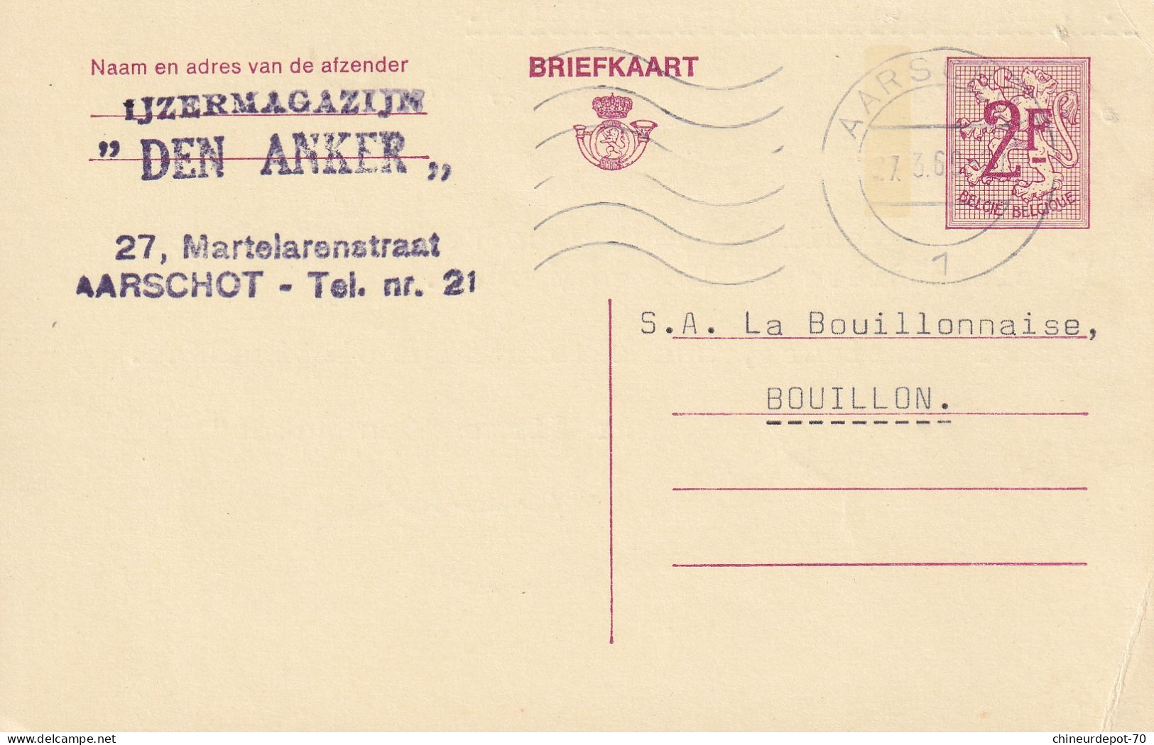 1969 Ijzermagazijn Den Anker Aarschot Bouillon - Cartas & Documentos