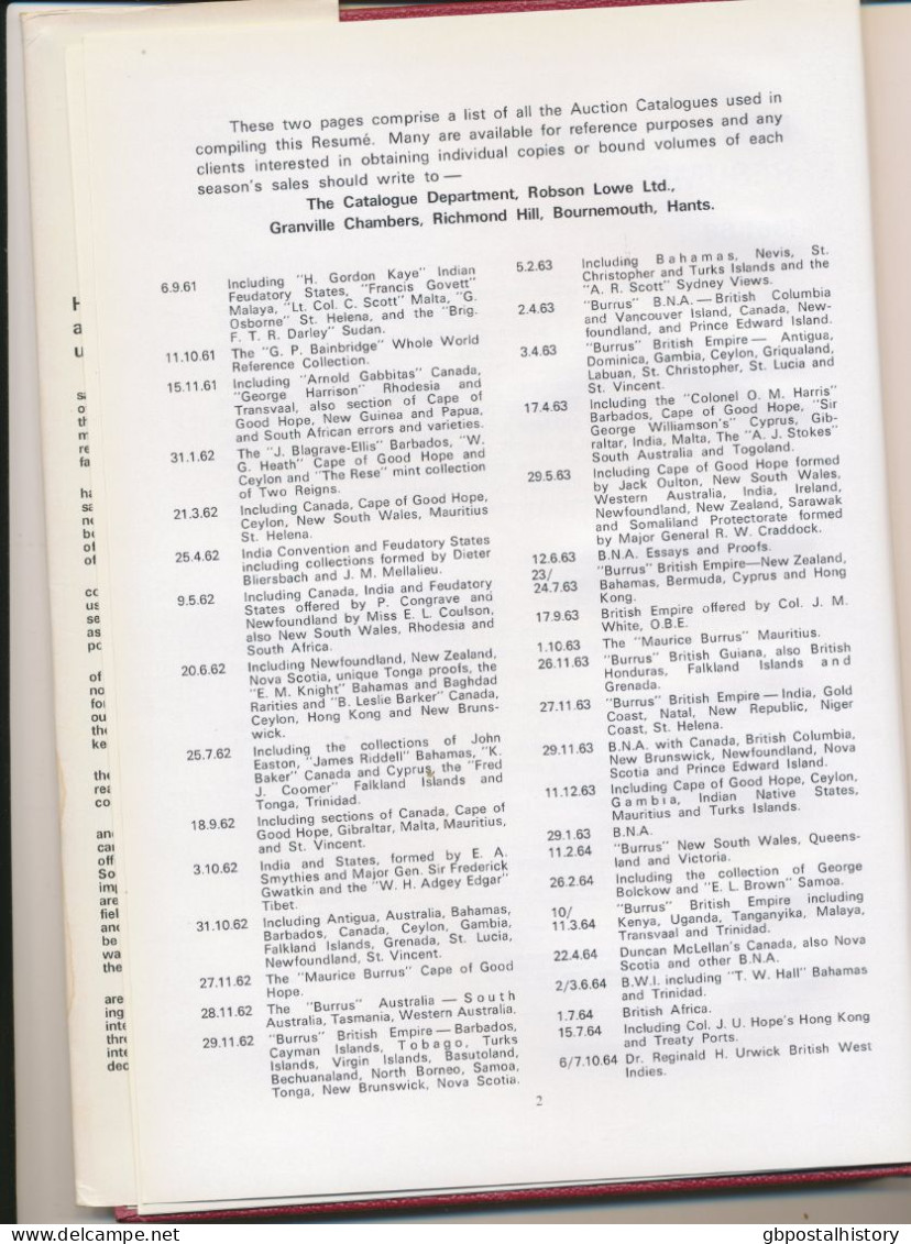 British Empire Review 1961-1968 - A Resumé Of Prices Realised At Auction For The Seven Seasons 1961-1968 Of British Empi - Filatelia E Storia Postale