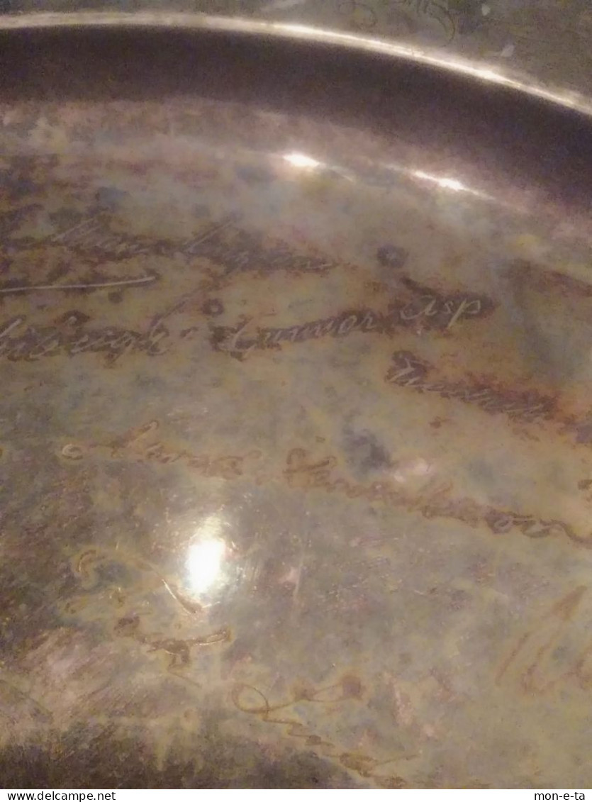 30autographs Engraved Silver Plated Tray 1928-1953 - Silberzeug