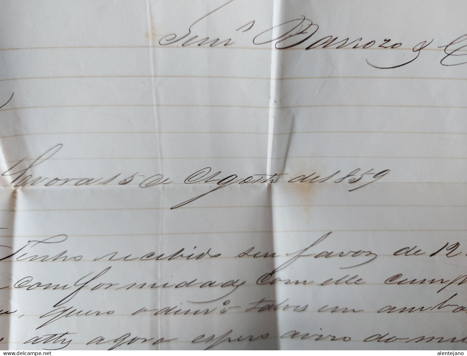 Portugal, 1859, Lettre Evora Pour Lisboa, Timbre D. Pedro V,  Marcophilie 166 Et Evora - Lettres & Documents