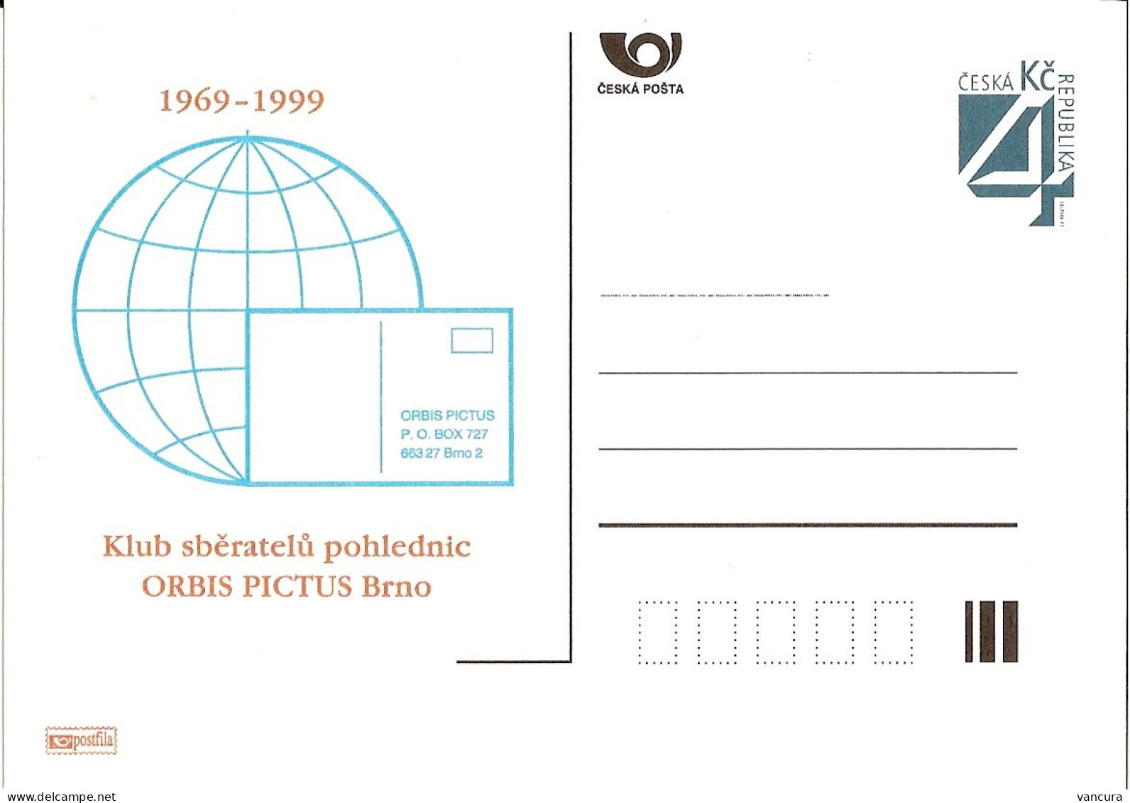 CDV B 129 Czech Republic Orbis Pictus Picture Postcards Club 1999 - Cartes Postales