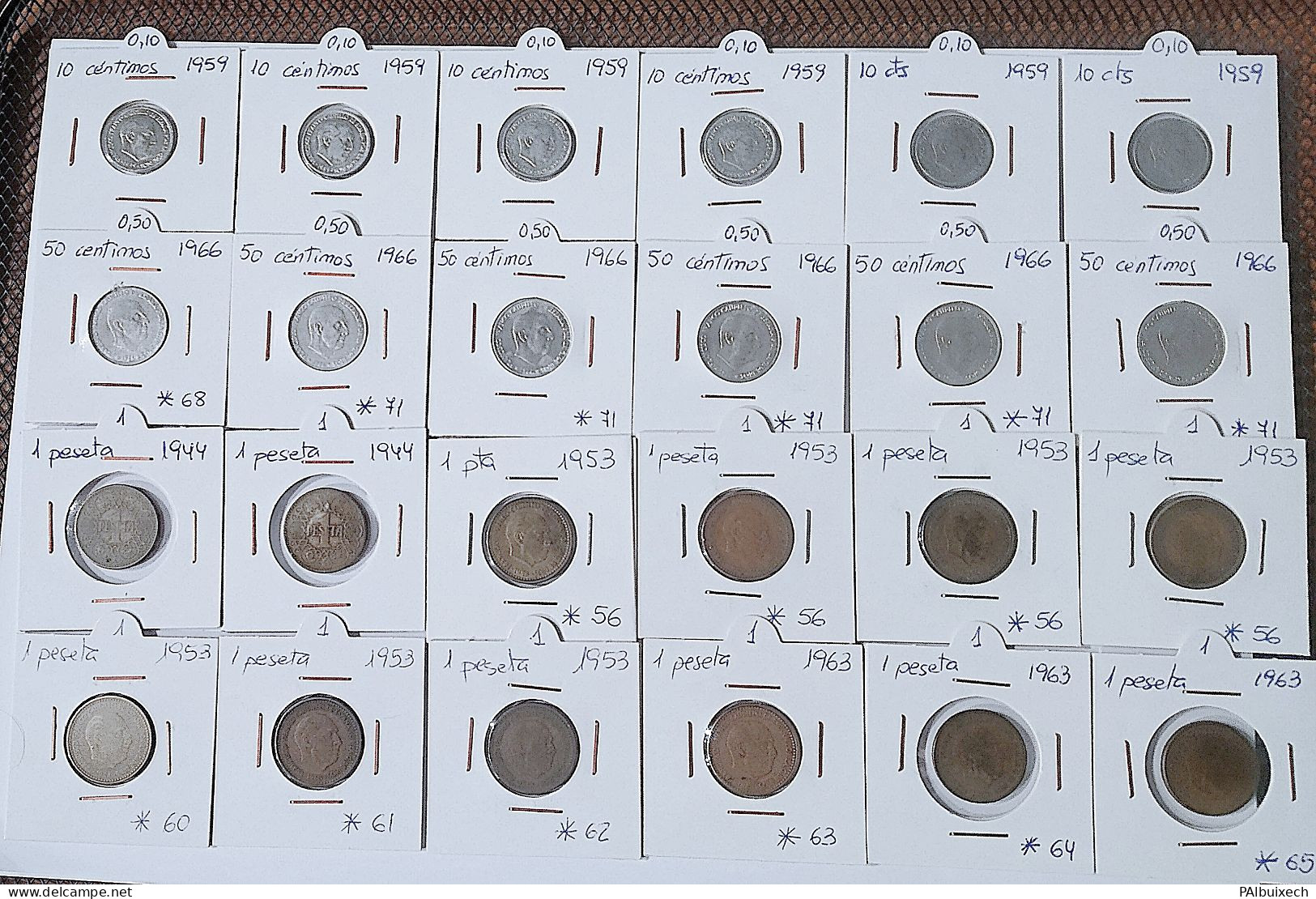 Lote De 24 Monedas Franco De Varios Valores Y Fechas - Other & Unclassified