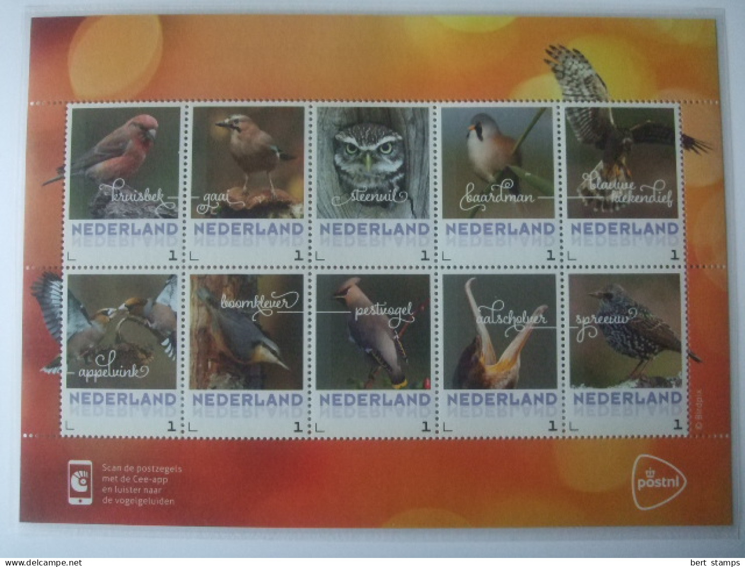 Nice Set Of 4 Sheets Birds On Stamp In Special Map. MNH Netherlands - Konvolute & Serien