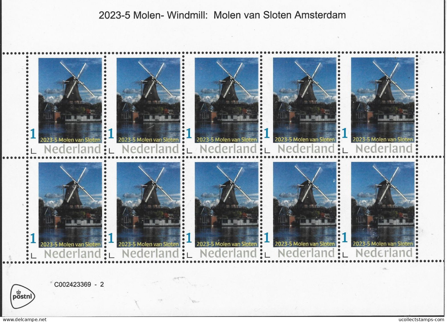 Nederland  2023-5  Molen Windmill:  Molen Van Sloten Amsterdam   Vel-sheetlet  Postfris/mnh/neuf - Ongebruikt