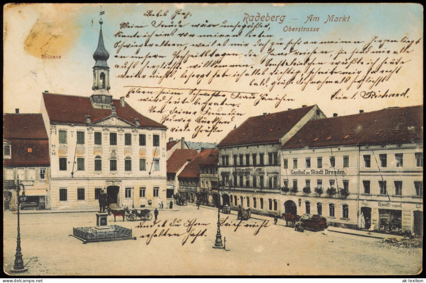 Ansichtskarte Radeberg Marktplatz, Oberstraße 1910 - Radeberg