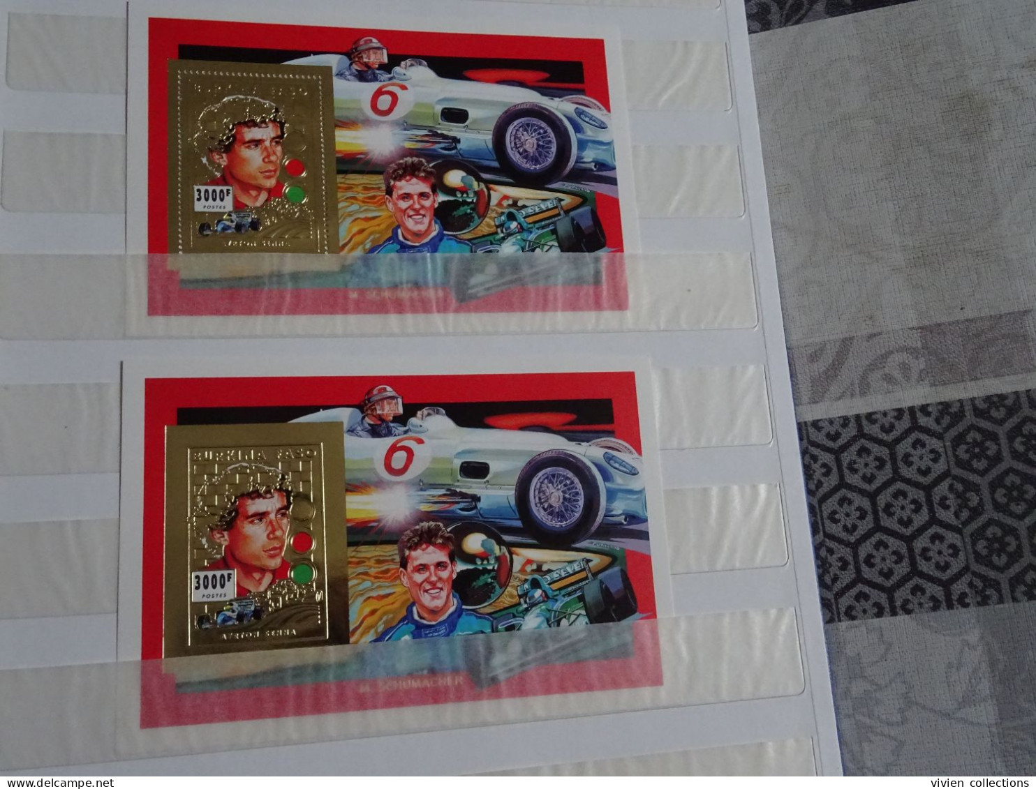 Formule I Ayrton Senna collection en album avec boitier 26 blocs dont série timbres or et argent dentelés / non dentelés