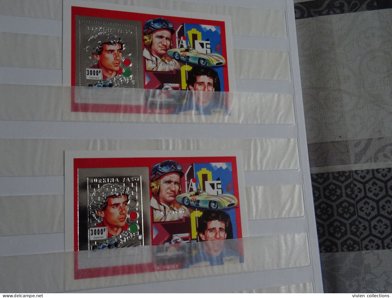 Formule I Ayrton Senna collection en album avec boitier 26 blocs dont série timbres or et argent dentelés / non dentelés