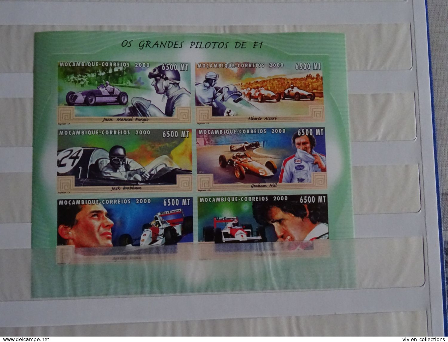 Formule I Ayrton Senna collection en album avec boitier 26 blocs dont série timbres or et argent dentelés / non dentelés