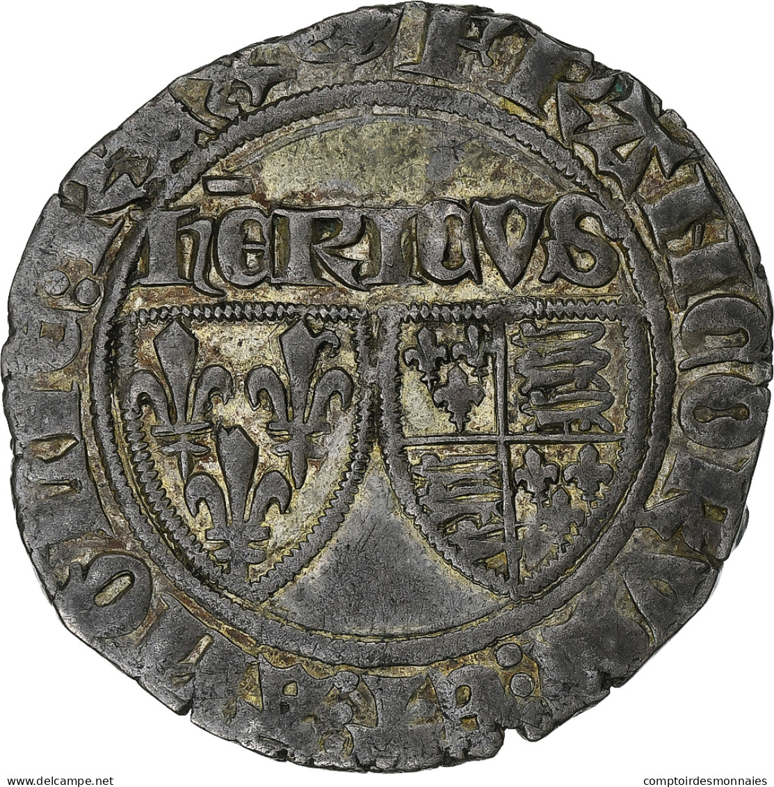 France, Henry VI, Blanc Aux Écus, 1422-1453, Paris, Billon, TTB+, Duplessy:445 - 1422-1453 Hendrik VI Van Engeland