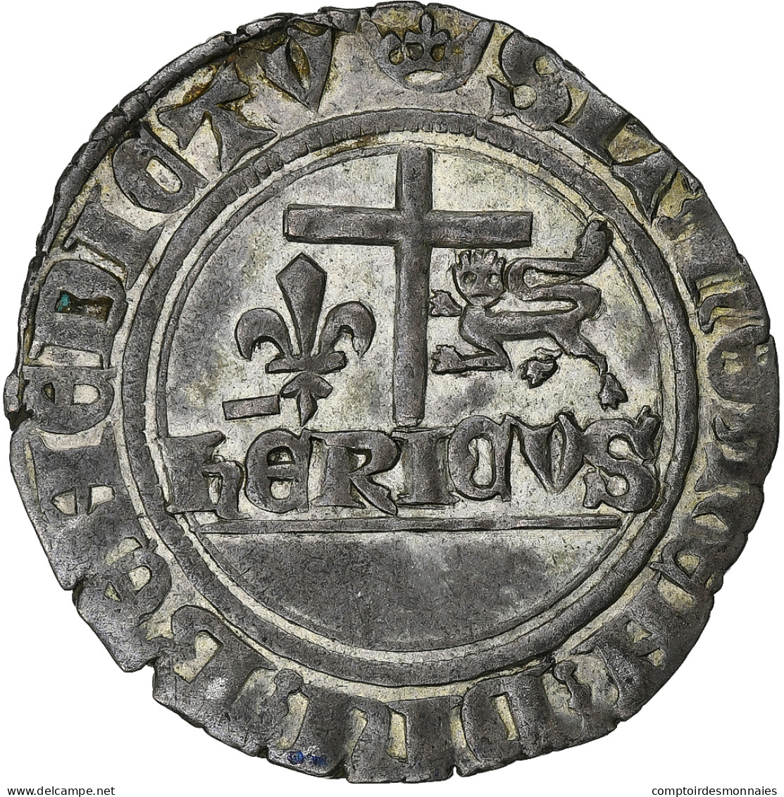 France, Henry VI, Blanc Aux Écus, 1422-1453, Paris, Billon, TTB+, Duplessy:445 - 1422-1453 Hendrik VI Van Engeland