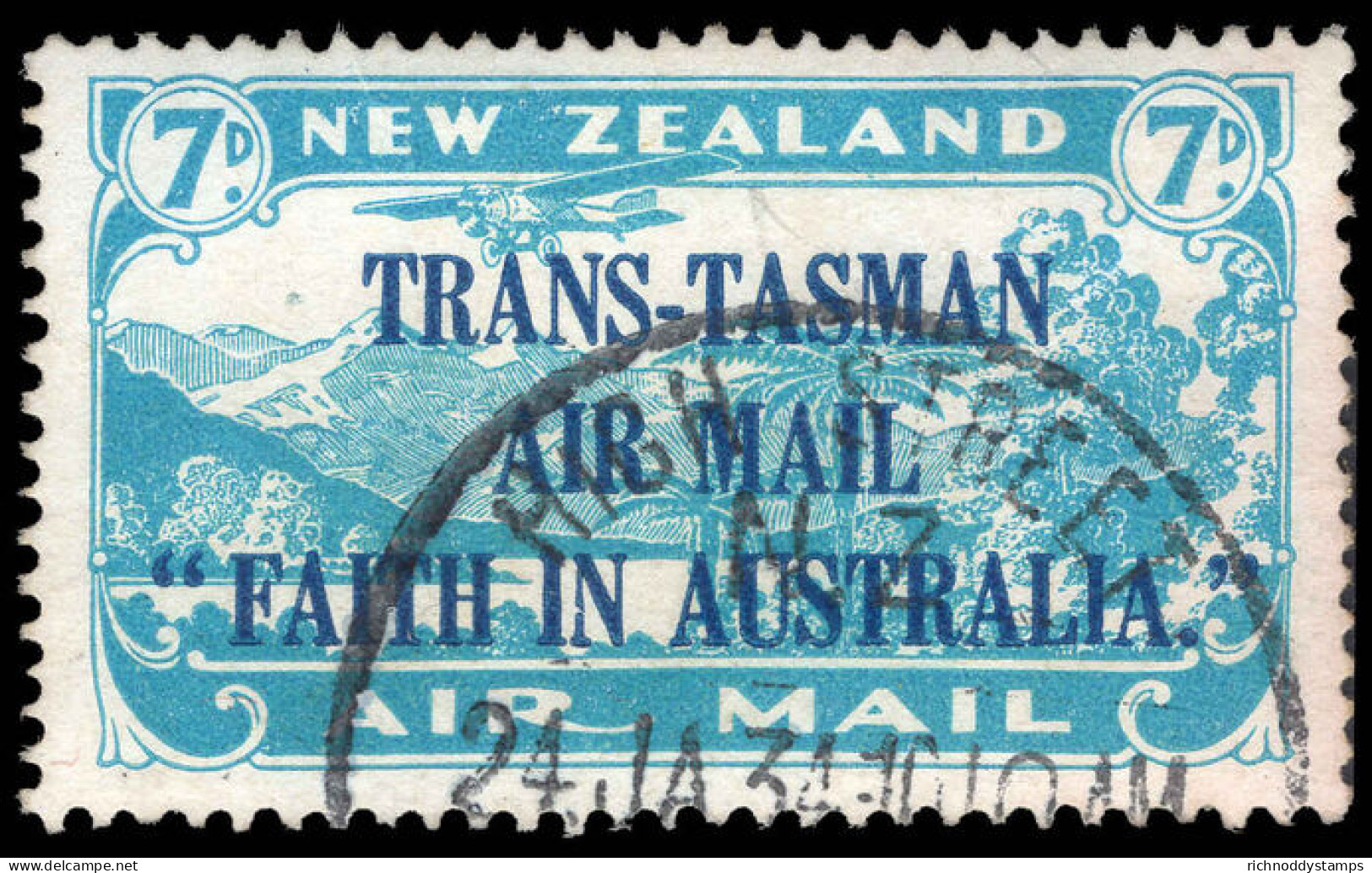 New Zealand 1934 TRANS-TASMAN AIR MAIL Fine Used. - Gebruikt