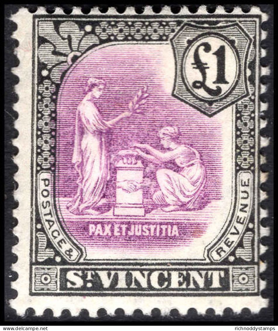 St Vincent 1913-17  1 Mauve And Black Lightly Mounted Mint. - St.Vincent (...-1979)