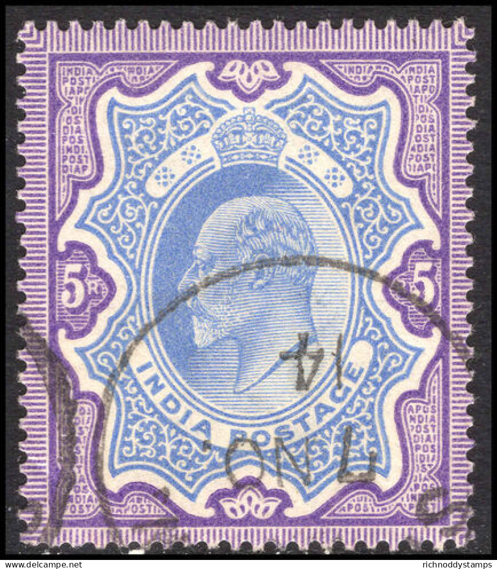 India 1902 5r Ultramarine And Deep Lilac Fine Used. - 1902-11 Roi Edouard VII