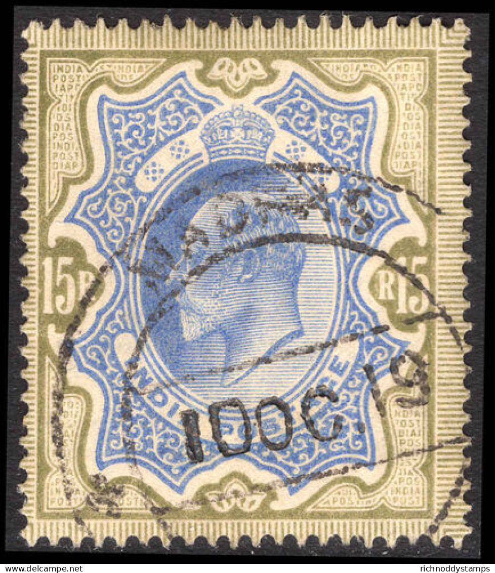 India 1902 15r Blue And Olive-brown Fine Used. - 1902-11 King Edward VII