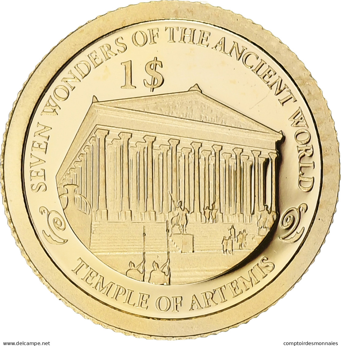 Îles Salomon, Dollar, Le Temple D'Artémis, 2013, BE, Or, FDC - Salomon