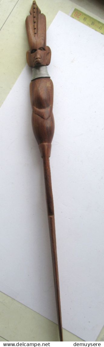 Lade 36 - HOUTEN BRIEFOPENER - COUPE-LETTRE EN BOIS - MOTIF AFRICAIN -   AFRIKAANS MOTIEF - 38 CM - Brieföffner