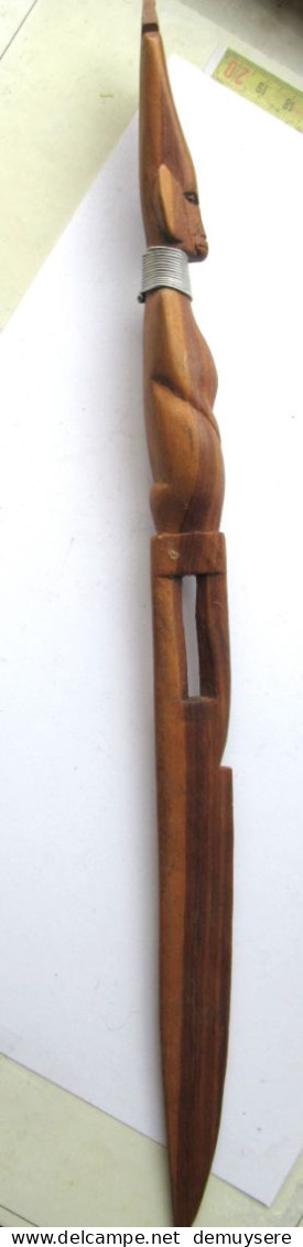 Lade 36 - HOUTEN BRIEFOPENER - COUPE-LETTRE EN BOIS - MOTIF AFRICAIN -   AFRIKAANS MOTIEF - 38 CM - Ouvre-lettres