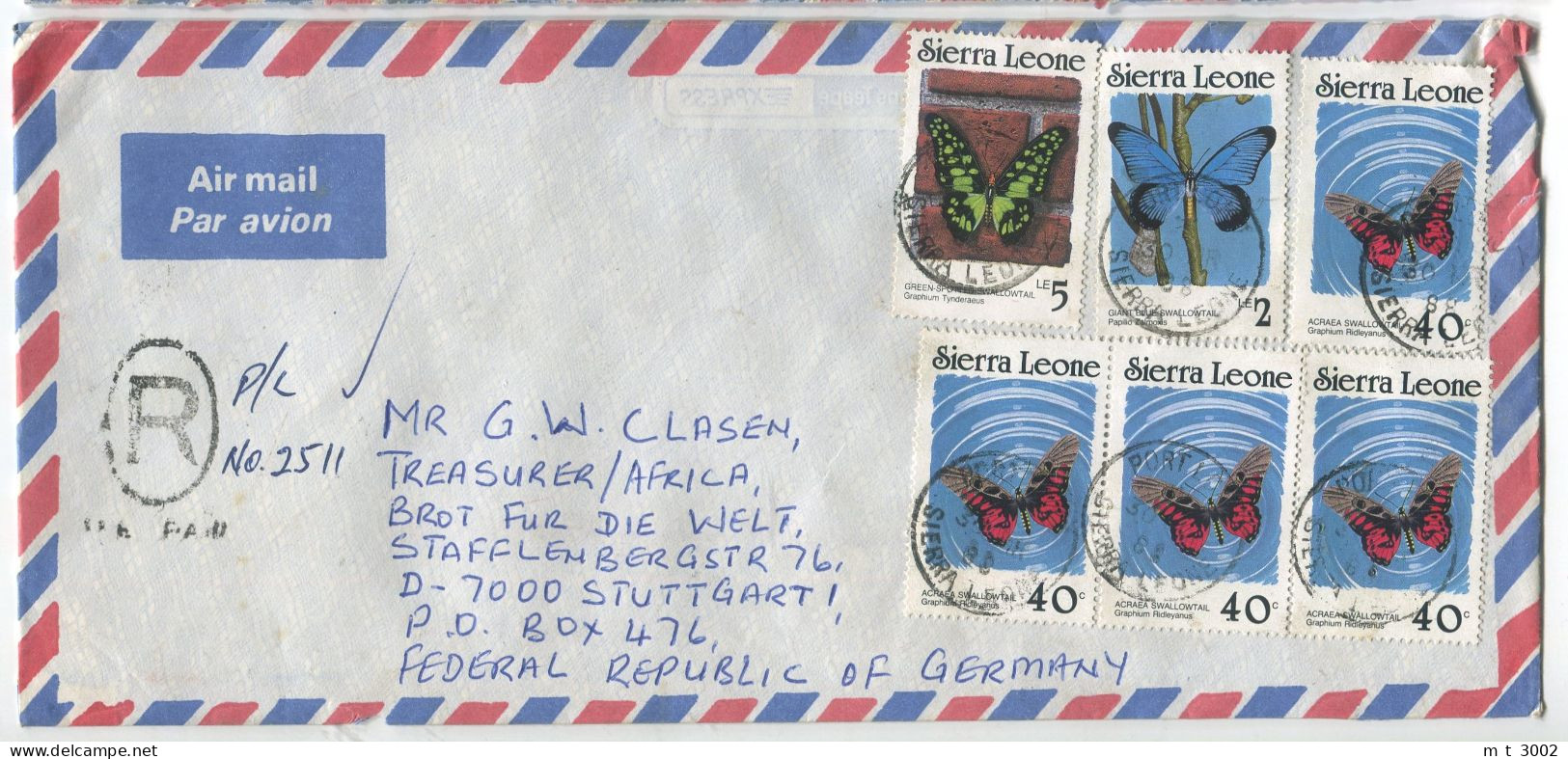Registered Cover Sierra Leone 1988 Port Loko Butterfly - Sierra Leone (1961-...)